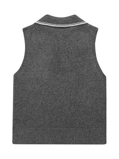 Women s fall wide collar V neck vest 2012LXVC GREY - BLACK&WHITE - BALAAN 2