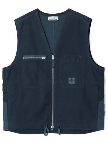 Cupro Cotton Twill TC Logo Patch Vest Avio Blue - STONE ISLAND - BALAAN 1