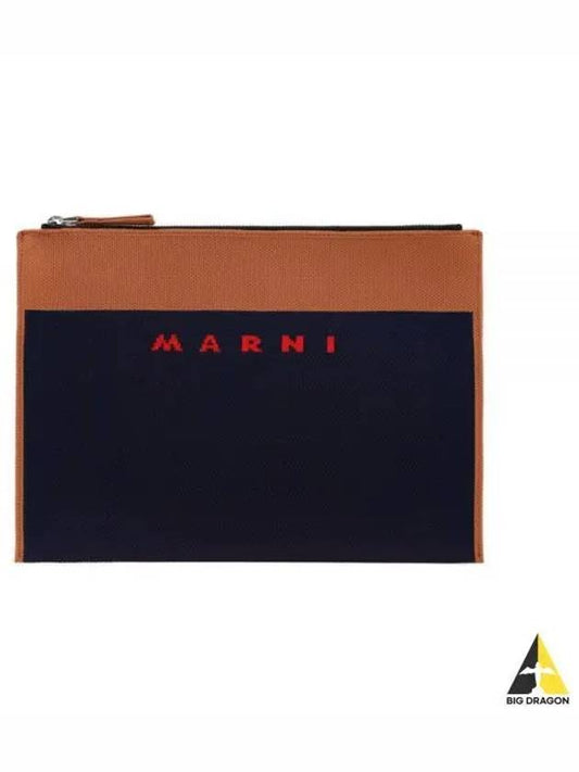 Logo Zipper Pouch Navy PHMQ0007A0 P4602 - MARNI - BALAAN 1