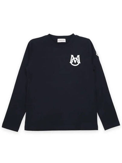 Kids Waffen Embroidered Logo Long Sleeve T Shirt Navy 8D00004 83907 778 8 10A - MONCLER - BALAAN 2