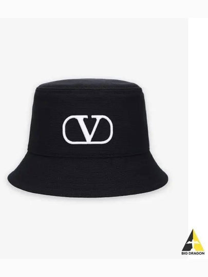 V Logo Signature Bucket Hat Black - VALENTINO - BALAAN 2