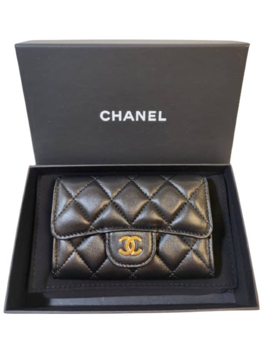 Classic Card Holder Lambskin Gold Black - CHANEL - BALAAN 2