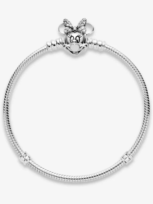 Moments Pave Minnie Mouse Clasp Snake Chain Bracelet Silver - PANDORA - BALAAN 4