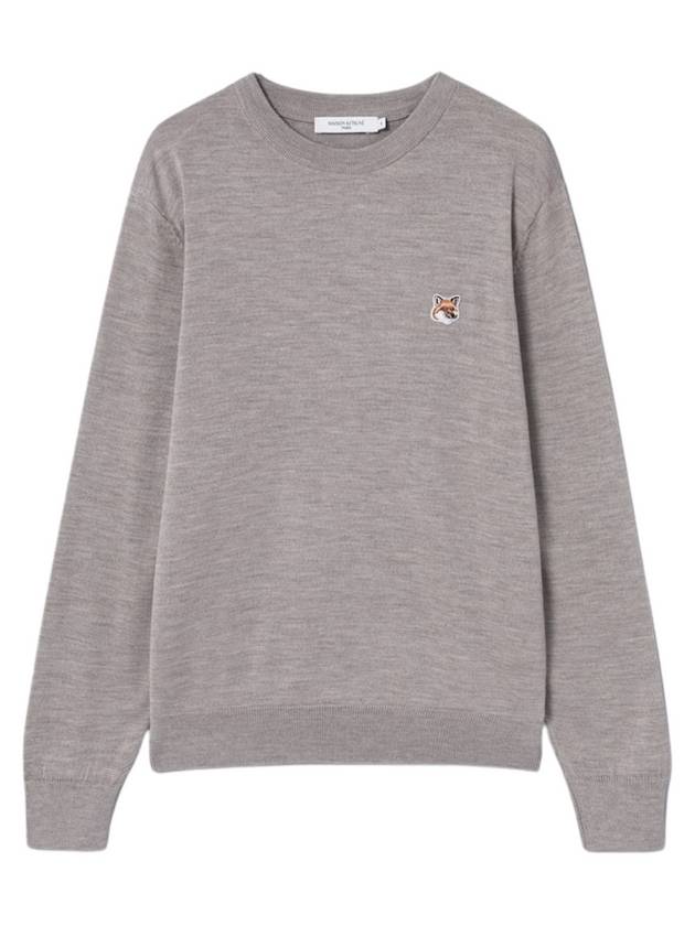 Fox Head Patch Regular Round Neck Pullover Knit Top Beige Melange - MAISON KITSUNE - BALAAN 2