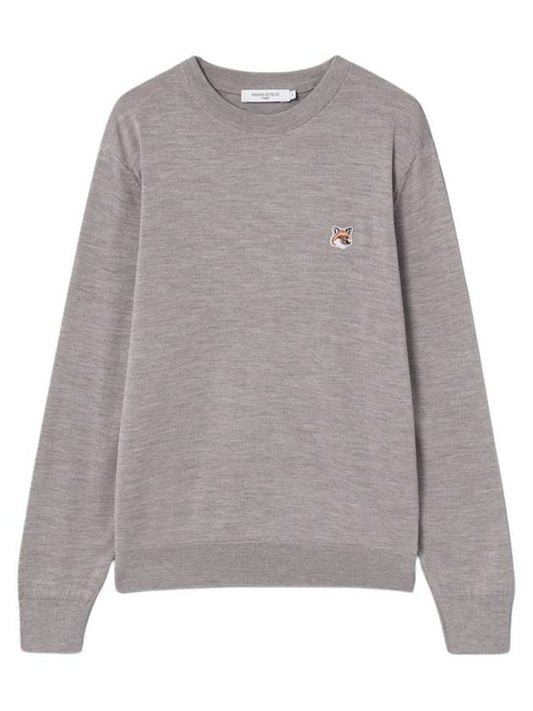 Fox Head Patch Regular Round Neck Pullover Knit Top Beige Melange - MAISON KITSUNE - BALAAN 2