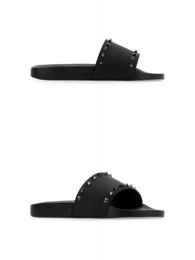 Men's Rockstud Slippers Black - VALENTINO - BALAAN.