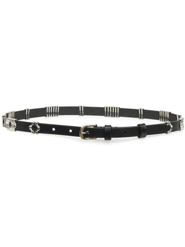 Odena Calfskin Leather Belt Silver Black - ISABEL MARANT - BALAAN 1