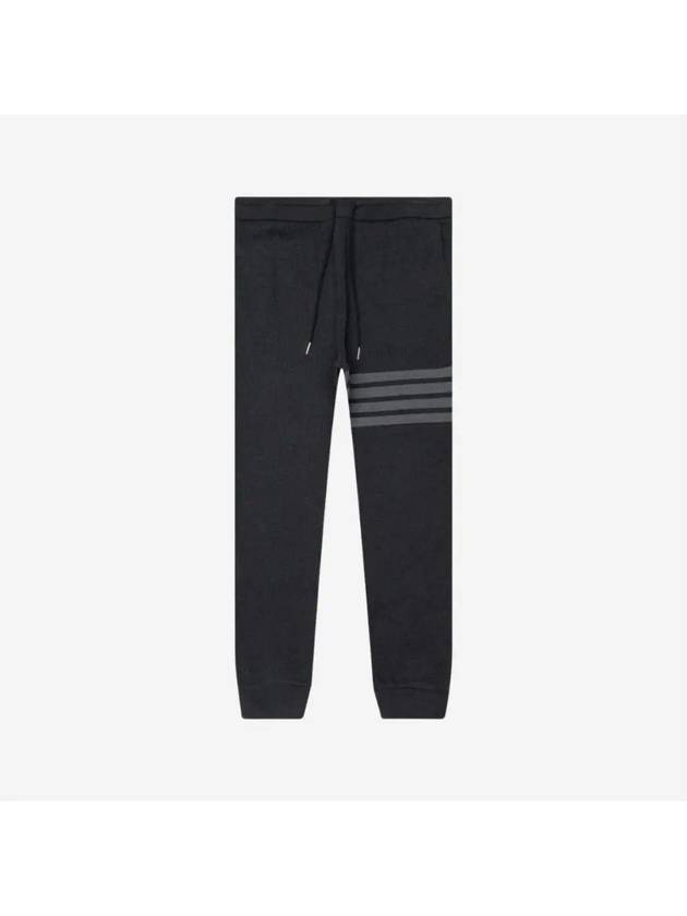 Men's Diagonal Stripe Waffle Track Pants Dark Grey - THOM BROWNE - BALAAN 4