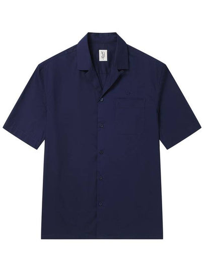 Cotton Overfit Short Sleeve Shirt Navy - SOLEW - BALAAN 2