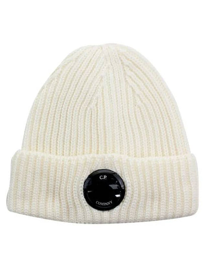 Lens Wappen Extra Fine Merino Wool Beanie White - CP COMPANY - BALAAN 2