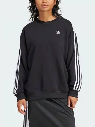 3-Stripes Oversized Crew Sweatshirt Black - ADIDAS - BALAAN 2