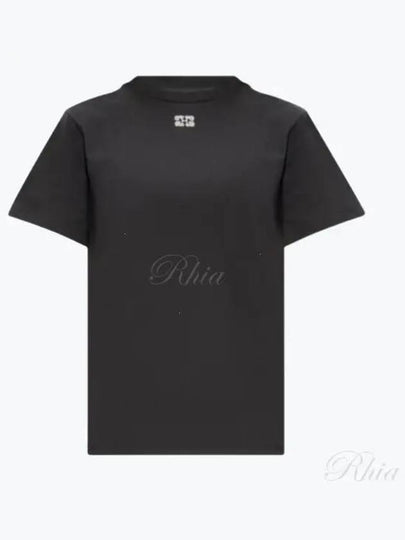 Relax Rhinestone Logo Cotton Short Sleeve T-Shirt Dark Grey - GANNI - BALAAN 2