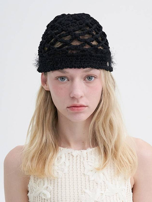 Chiffon Weaving Beanie Black - BROWN HAT - BALAAN 2