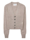 Embroidered Heart Logo Cashmere Cardigan Champagne - AMI - BALAAN 2