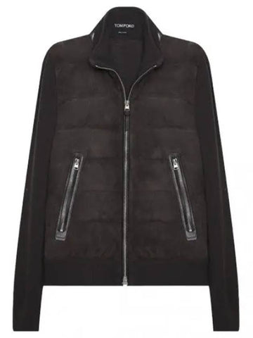 Down Suede Front Zip Through Jacket Men - TOM FORD - BALAAN 1