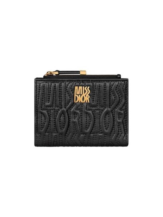 Miss Dahlia Quilted Missdior All Over Motif Lambskin Wallet Black - DIOR - BALAAN 1