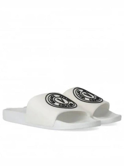 V Emblem Logo Slide Slippers White - VERSACE - BALAAN 2