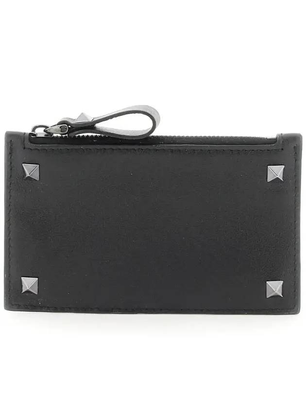 Rockstud Card Wallet Black - VALENTINO - BALAAN 1