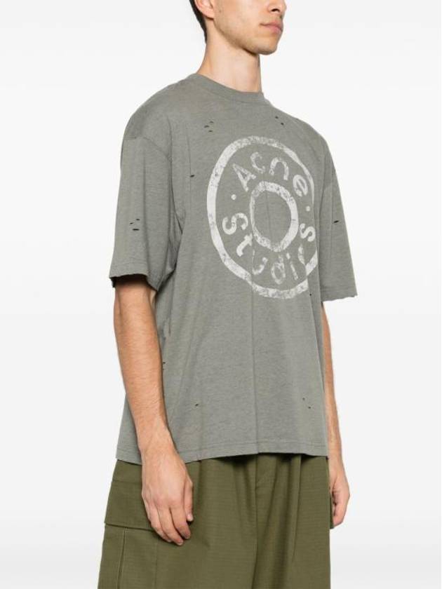 Logo Print Crewneck Short Sleeve T-Shirt Moss Green - ACNE STUDIOS - BALAAN 5