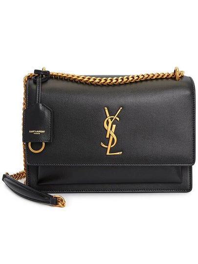 Monogram Sunset Medium Smooth Leather Cross Bag Black - SAINT LAURENT - BALAAN 2