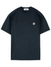 Logo Patch Cotton Short Sleeve T-Shirt Navy - STONE ISLAND - BALAAN 2