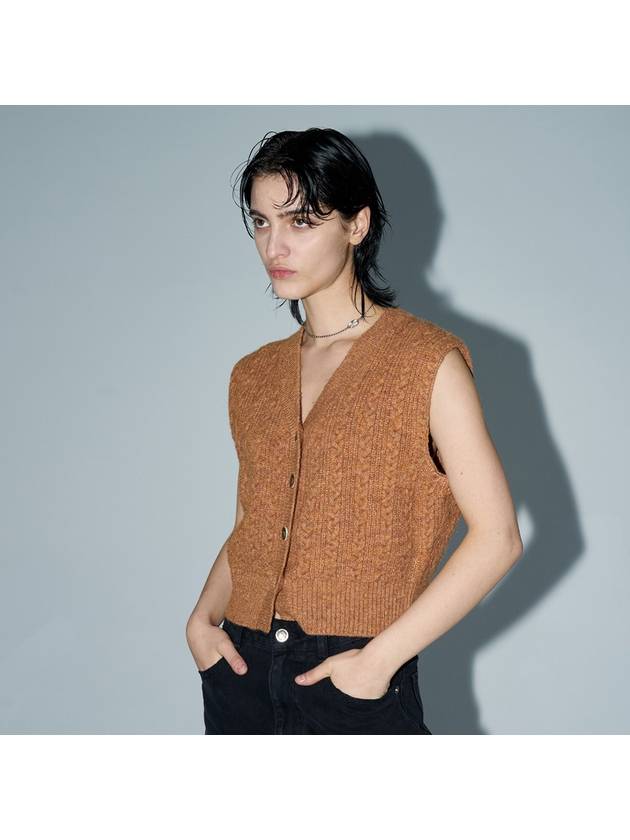 TWISTED CROPPED KNIT VEST ORANGE - ETCH - BALAAN 3