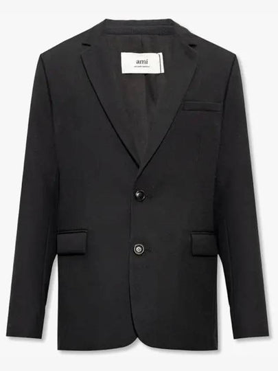 Men's Two Button Virgin Wool Blazer Jacket Black - AMI - BALAAN 2