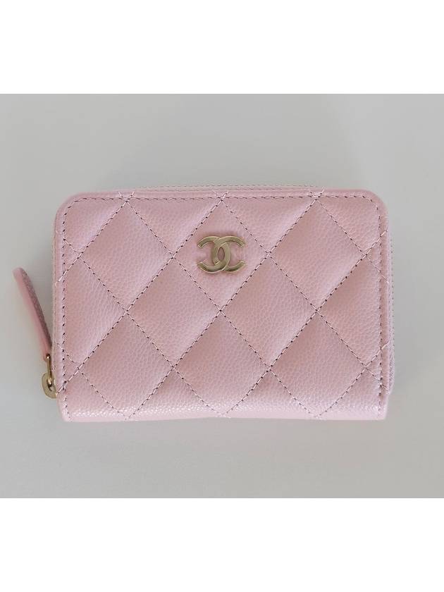 Classic zipper caviar card wallet pink gold AP0216 - CHANEL - BALAAN 1