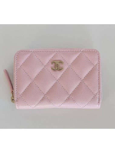 Classic zipper caviar card wallet pink gold AP0216 - CHANEL - BALAAN 1