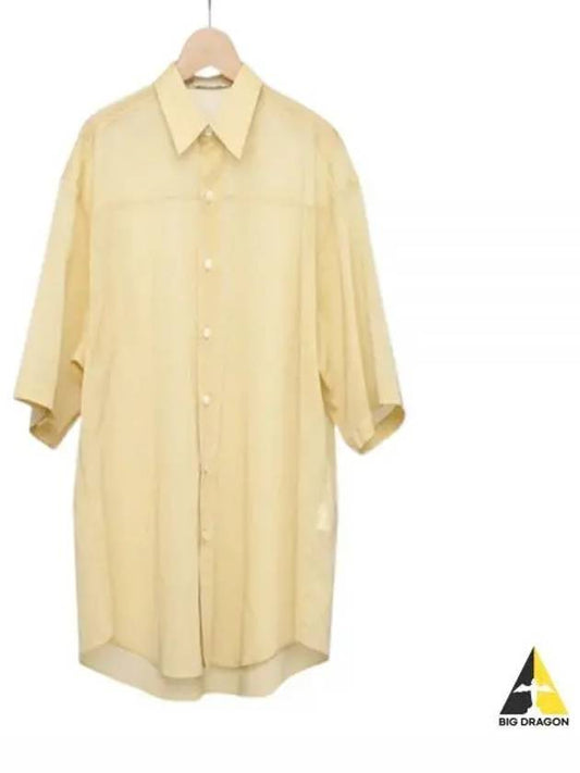 HARD TWIST FINX ORGANDY HALF SLEEVED SHIRT LIGHT YELLOW CHAMBRAY A02VO hard twist finx organdy half sleeve shirt - AURALEE - BALAAN 1