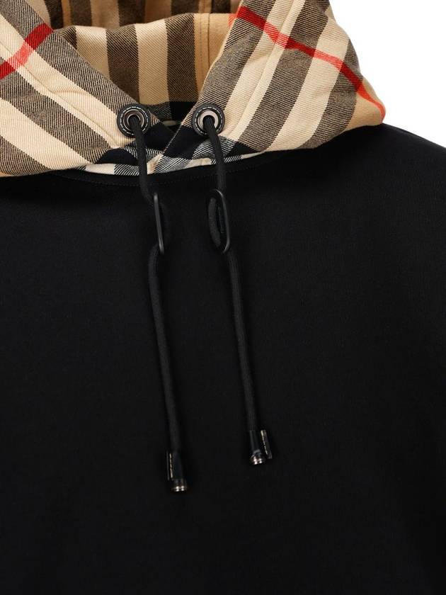 Check Hood Cotton Hoodie Black - BURBERRY - BALAAN 4