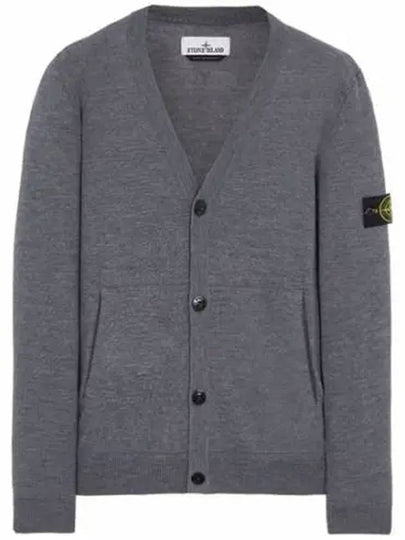 Wappen Patch V-Neck Wool Cardigan Grey - STONE ISLAND - BALAAN 2