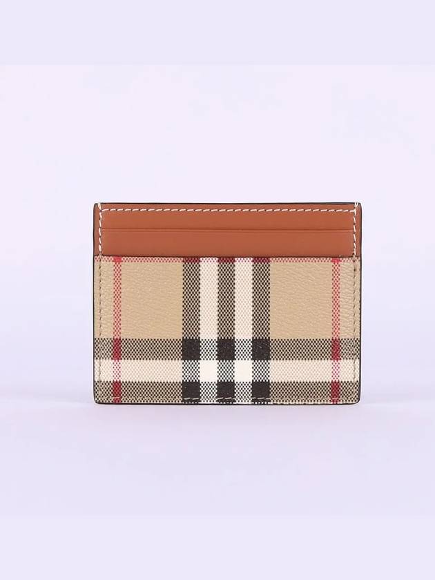 Check Print Leather Card Holder Beige - BURBERRY - BALAAN 3