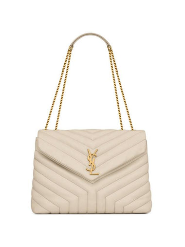 Loulou Matelasse Quilted Y Leather Medium Shoulder Bag Blanc Vintage - SAINT LAURENT - BALAAN 1