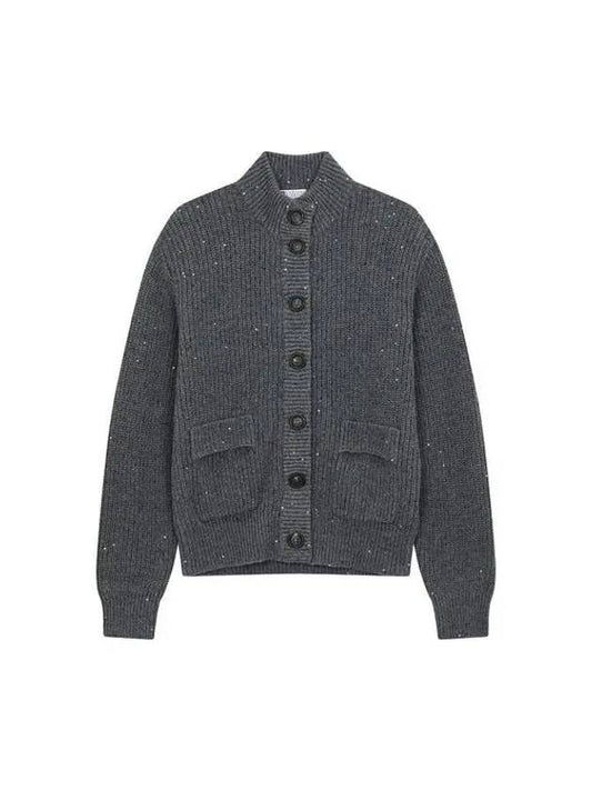 Shimaeul 8th Anniversary 10 ePoint 9 8 Women s Sequin Cashmere Knit Cardigan Charcoal Gray 271972 - BRUNELLO CUCINELLI - BALAAN 1