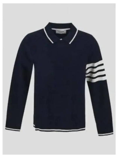 Women's Tipping Jersey Viscose Polo Shirt Navy - THOM BROWNE - BALAAN 2