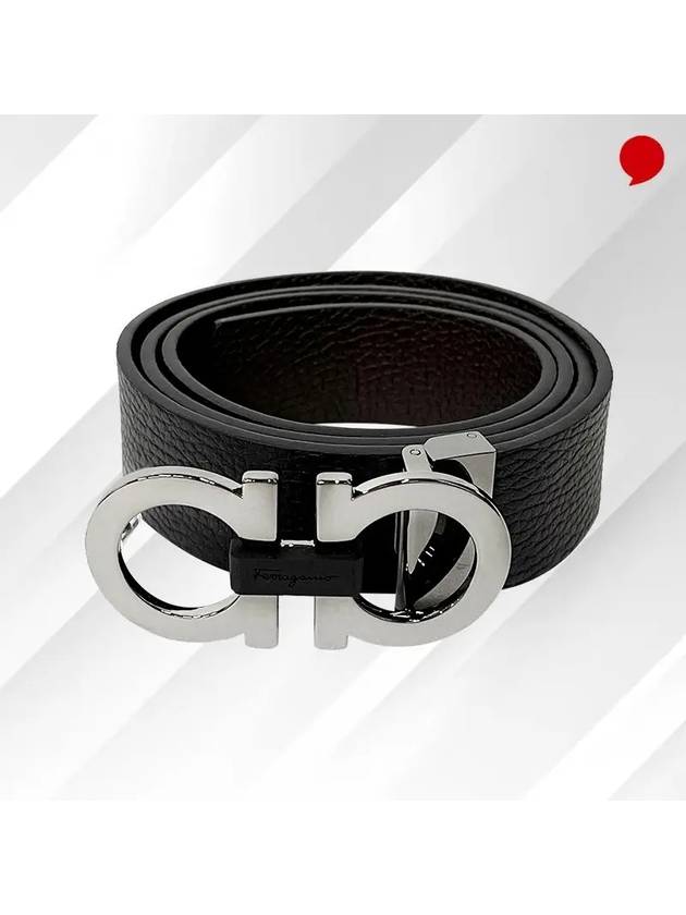 Reversible Gancini Belt Black Hickory - SALVATORE FERRAGAMO - BALAAN 9