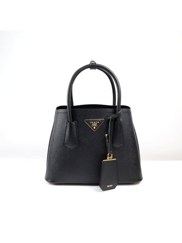 Double Saffiano Leather Mini Bag Black - PRADA - BALAAN 2