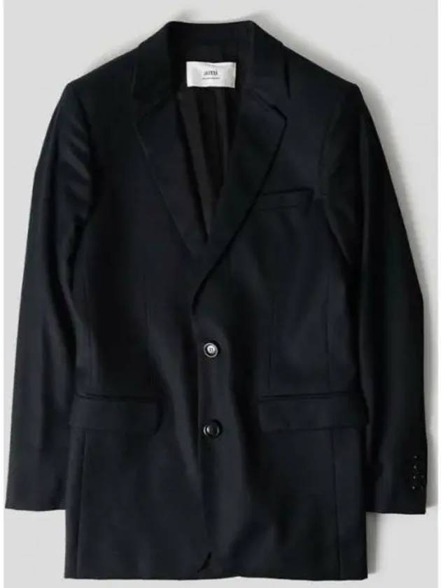 Virgin Wool Two-Button Jacket Black - AMI - BALAAN 2