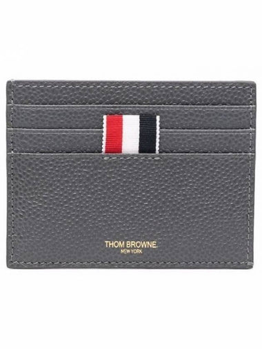 Pebble Grain Leather Stripe Note Compartment Card Wallet Dark Grey - THOM BROWNE - BALAAN 1