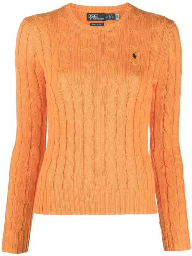 Embroidered Logo Pony Cable Knit Top Orange - POLO RALPH LAUREN - BALAAN 2