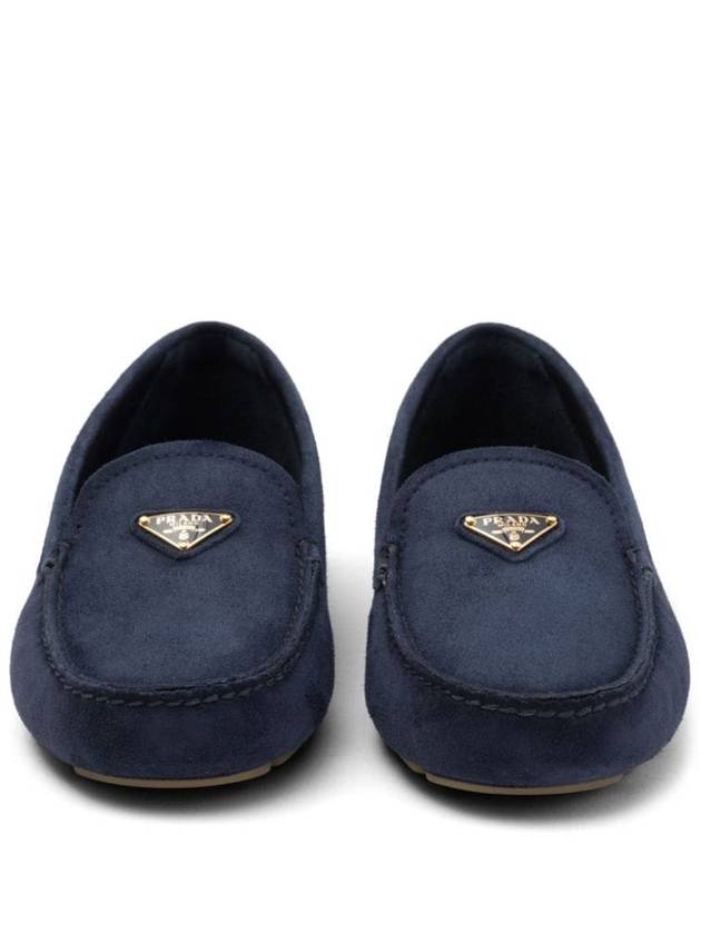 Triangle Logo Suede Driving Shoes Navy - PRADA - BALAAN 6