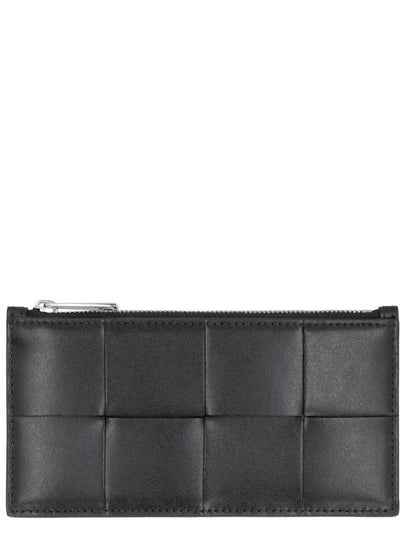 Intrecciato Zipper Leather Card Wallet Black - BOTTEGA VENETA - BALAAN 2