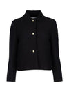 Wool Silk Cropped Jacket Black - DIOR - BALAAN 1