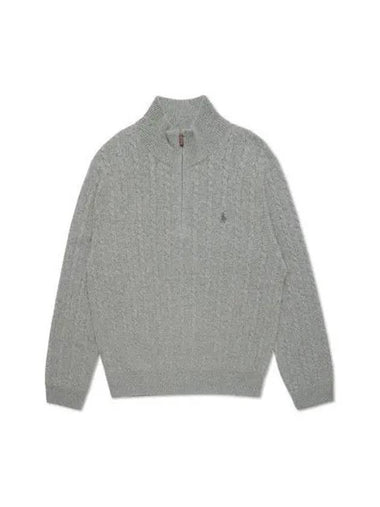 Cable Knit Wool Cotton Zipper Sweater Gray - POLO RALPH LAUREN - BALAAN 1