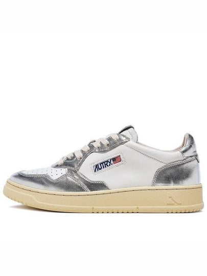 Men's Medalist Leather Low Top Sneakers Silver - AUTRY - BALAAN 2