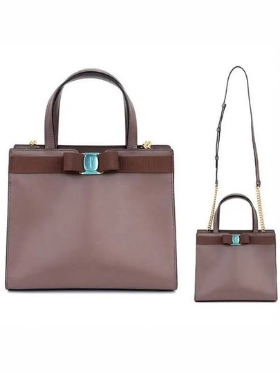 Vara Bow Top Handle Tote Bag Caraway Seed - SALVATORE FERRAGAMO - BALAAN 2