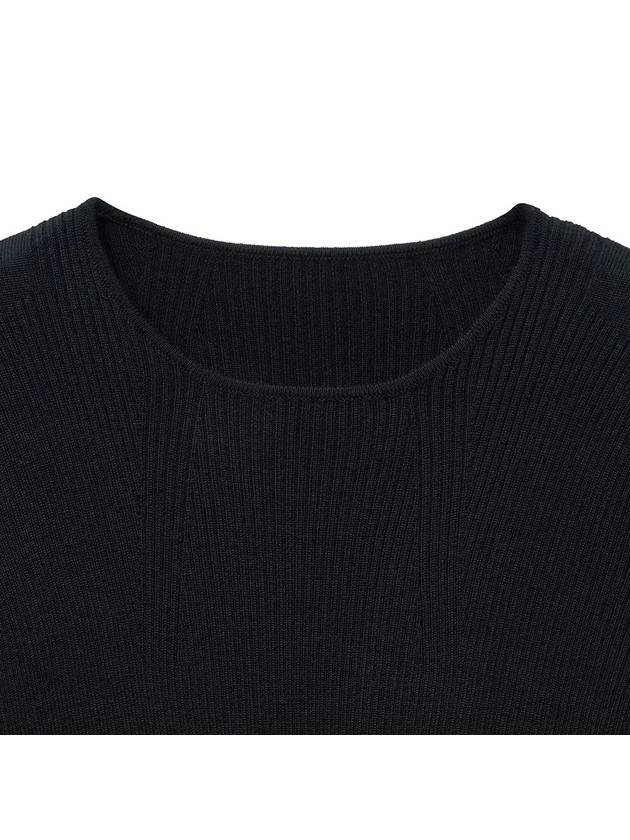 Micro ribbed square neck knit black - NOIRER - BALAAN 5