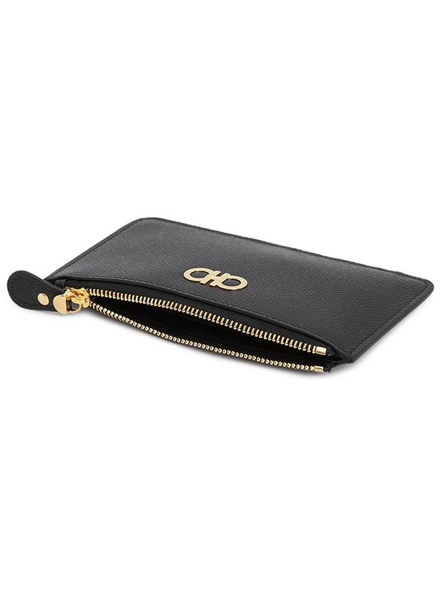 Gancini Zipper Card Wallet Black - SALVATORE FERRAGAMO - BALAAN 5