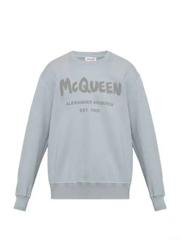 Men's Logo Graffiti Sweatshirt Dove Grey - ALEXANDER MCQUEEN - BALAAN 2